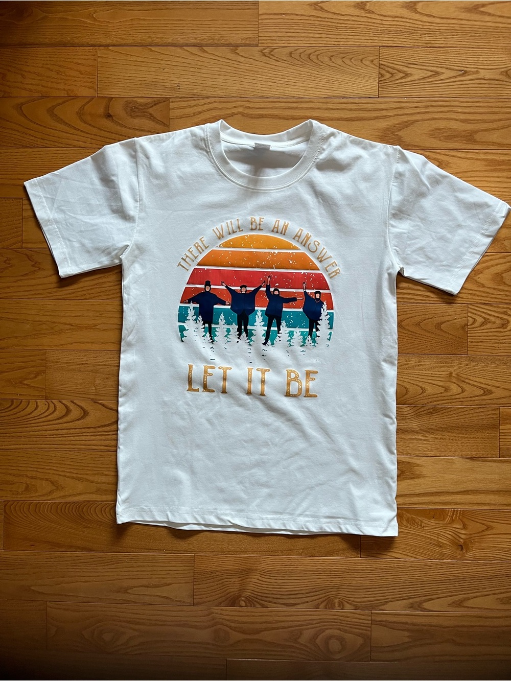 The Beatles White "Let It Be" Short Sleeve Tee with Sunset Graphic